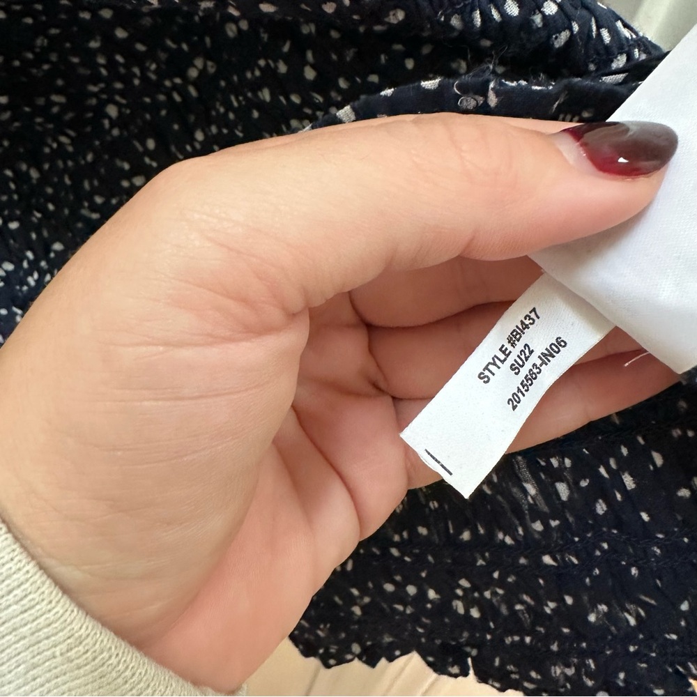 J. Crew Navy White Speckled Blouse Smocked top XL - Picture 10 of 11